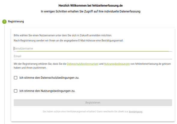 Registrieren durchführen