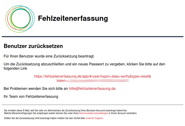 E-Mail Benutzer zurücksetzen