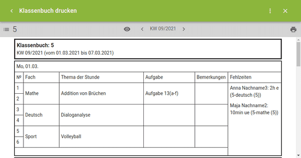 KlassenbuchDrucken